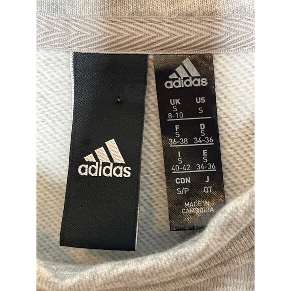 Adidas Small Gray with Pink Linear Essential Crew Neck Sweatshirt - Picture 5 of 8